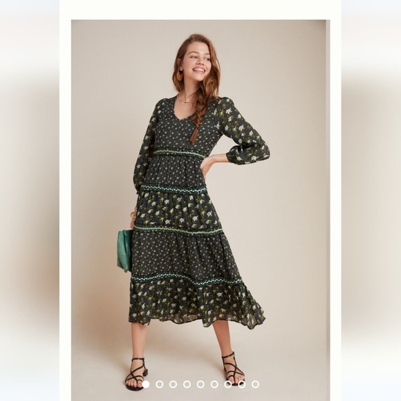 NWT Anthropologie Karoline tiered maxi dress size 10 - Picture 1 of 16